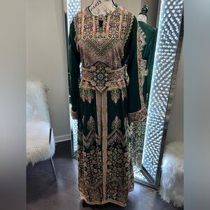 Elegant Green Embroidered Dress